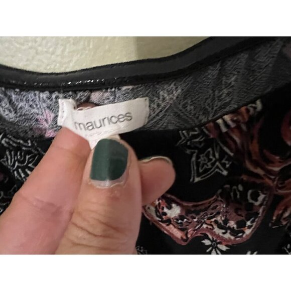 Maurices XL Black & Red Paisley Print Spaghetti Strap Jumpsuit romper - Picture 3 of 12